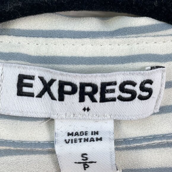 Express Womens Small Striped Button Up Blouse Roll Tab Sleeves Shirt Top - Picture 3 of 8